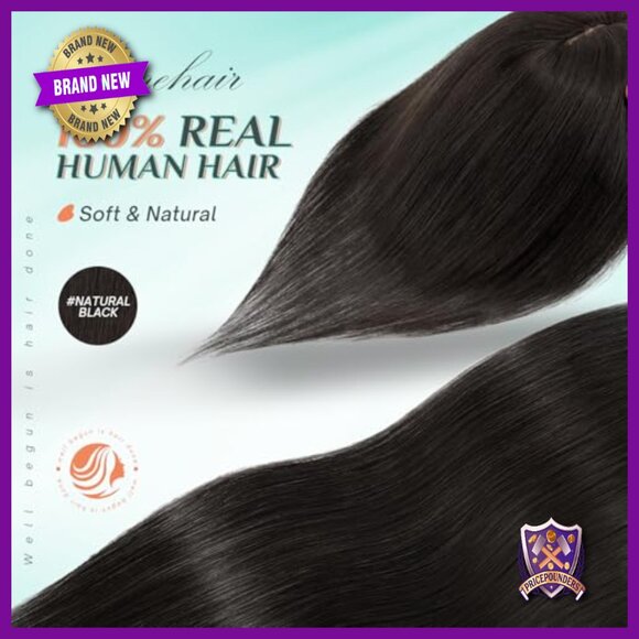 Real Human Hair Topper 14 Inch 40g Silk Base 3 Clips Volume Booster